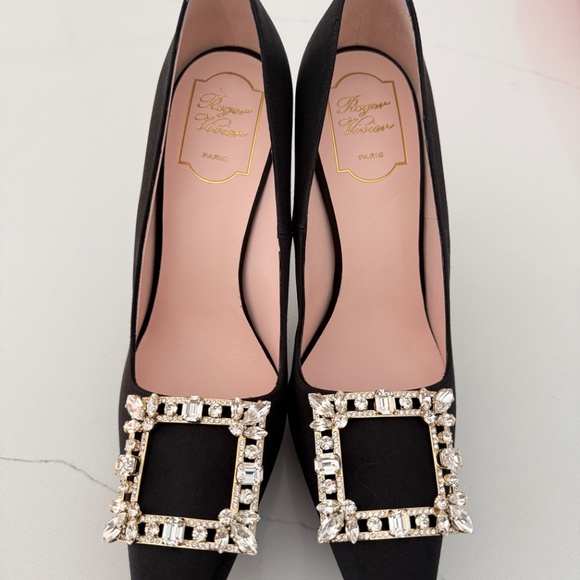 Roger Vivier Flower Strass Satin platform Evening Shoes Pumps - Picture 7 of 15